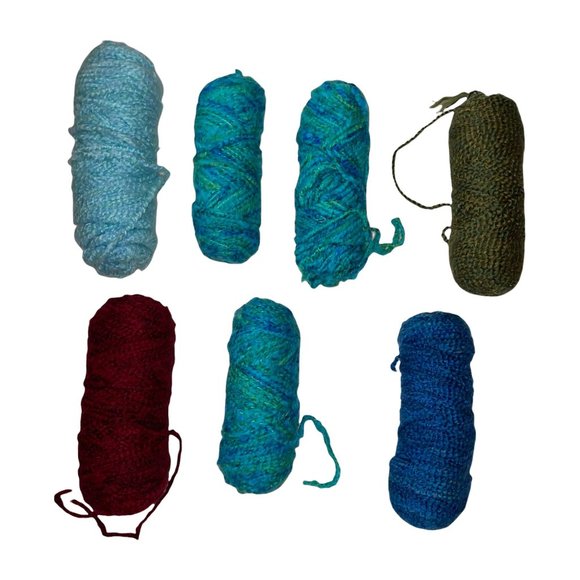 Lion Brand Other - Lion Brand Lot of 7 Used Skeins Yarn Blue Green Red 2 Pounds Total Weight
